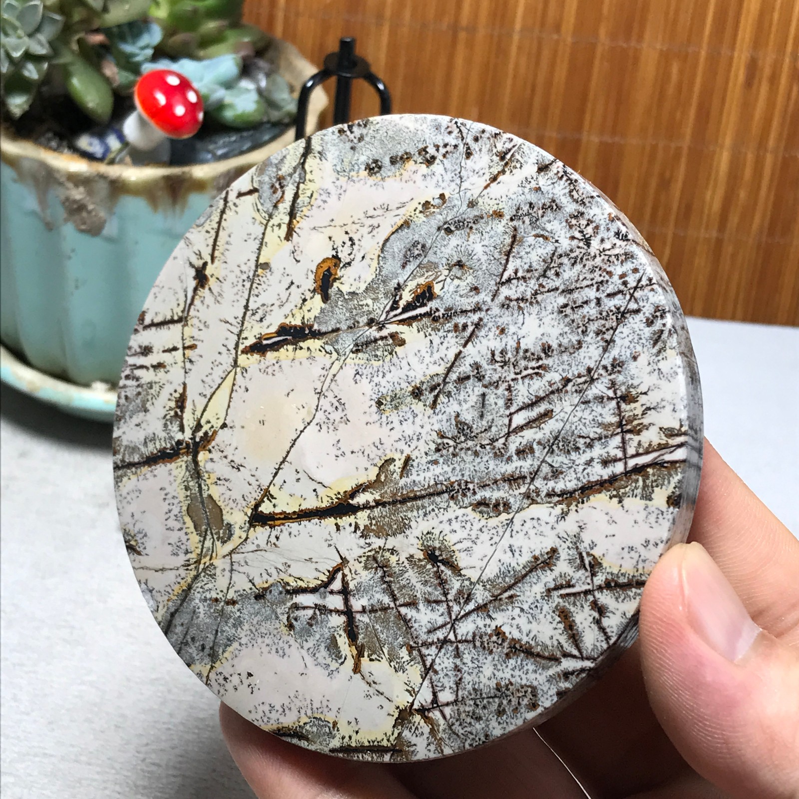 93mm Natural Chinese painting stone crystal ornaments for home decoration A6485