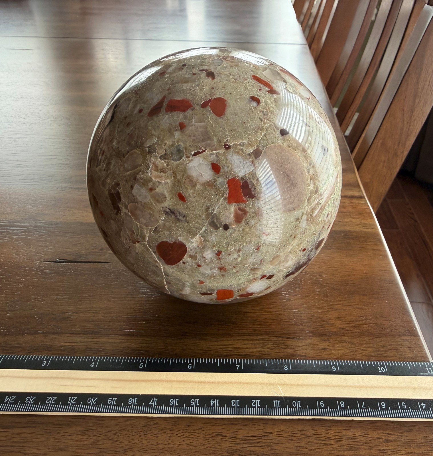 8.75lb Michigan Puddingstone Pudding Stone 5 1/2″ custom made beautiful SPHERE