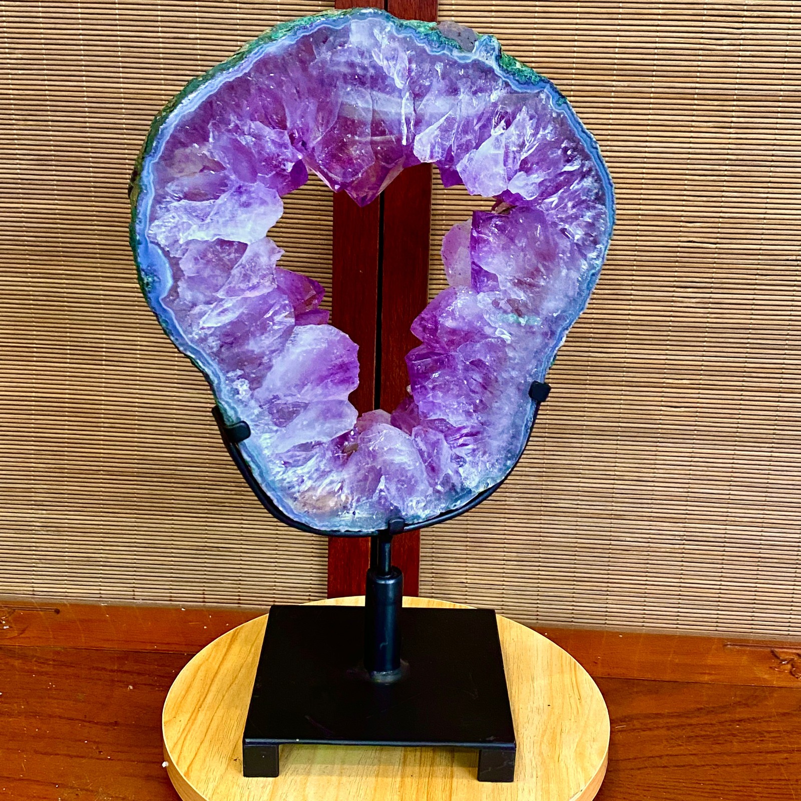 8.4LB Natural Amethyst Cave Crystal Slice Crescent shaped Hand Cut Repai