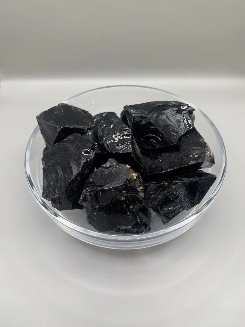 3PCS Genuine Raw Black Obsidian Stones Healing Natural Crystal Mineral Specimens