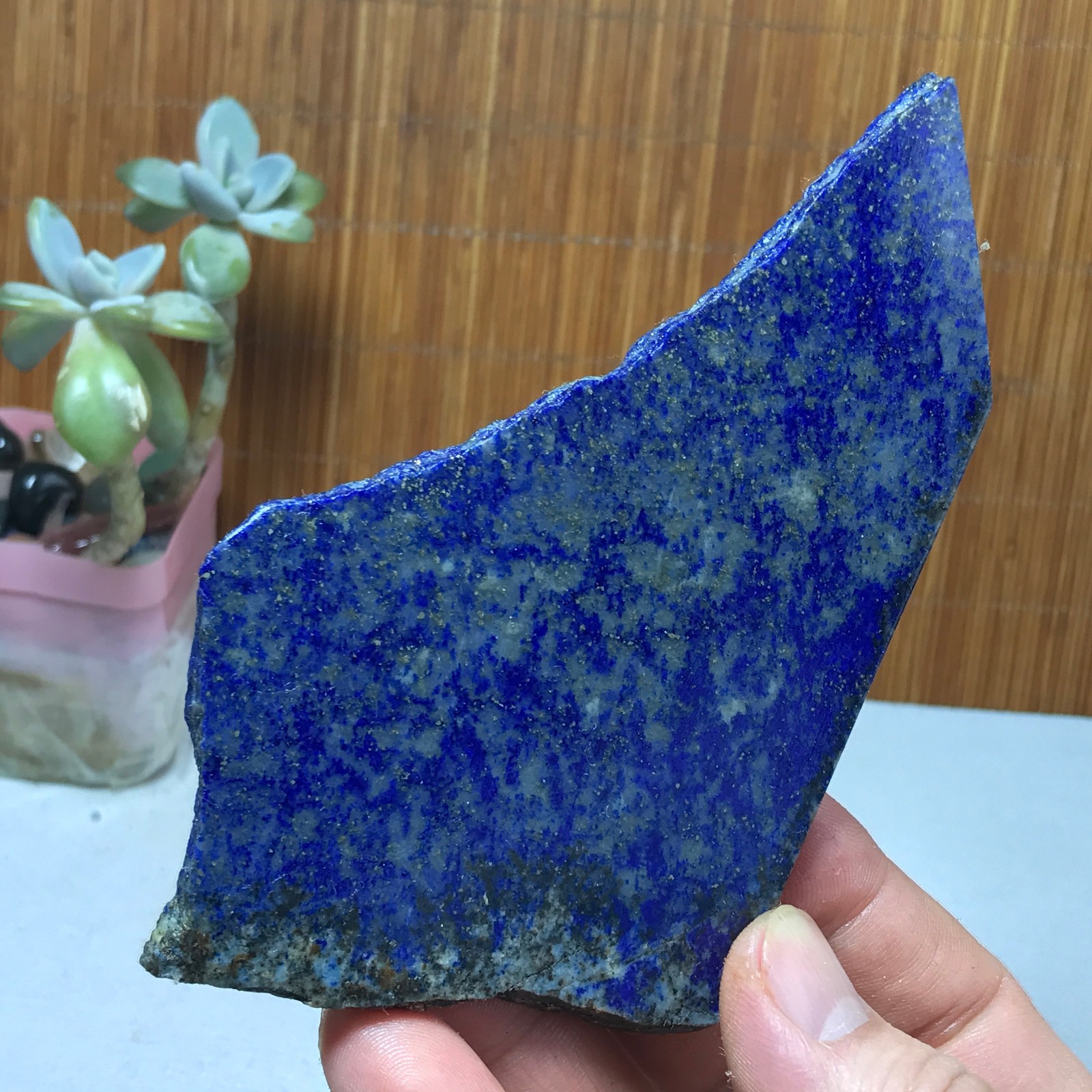 118-79-6mm Natural Lapis lazuli slice Crystal gemstone Polish/rough 104g A2860