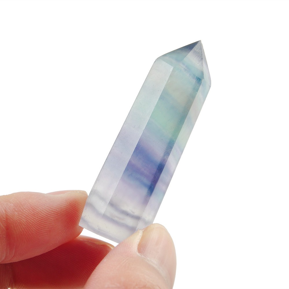 Colorful Natural Fluorite Quartz Crystal Wand Point Healing Stone Gifts