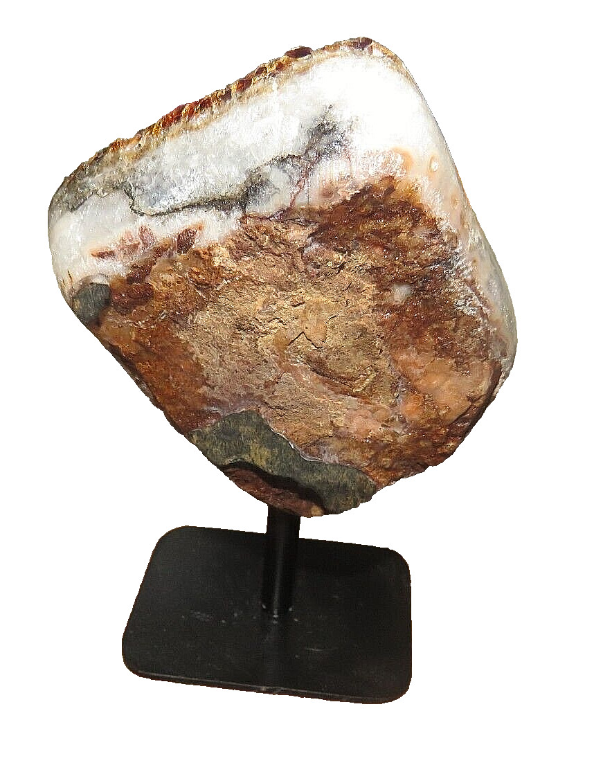 LARGE CITRINE CRYSTAL CLUSTER GEODE F/ BRAZIL CATHEDRAL STEEL STAND POLISHED