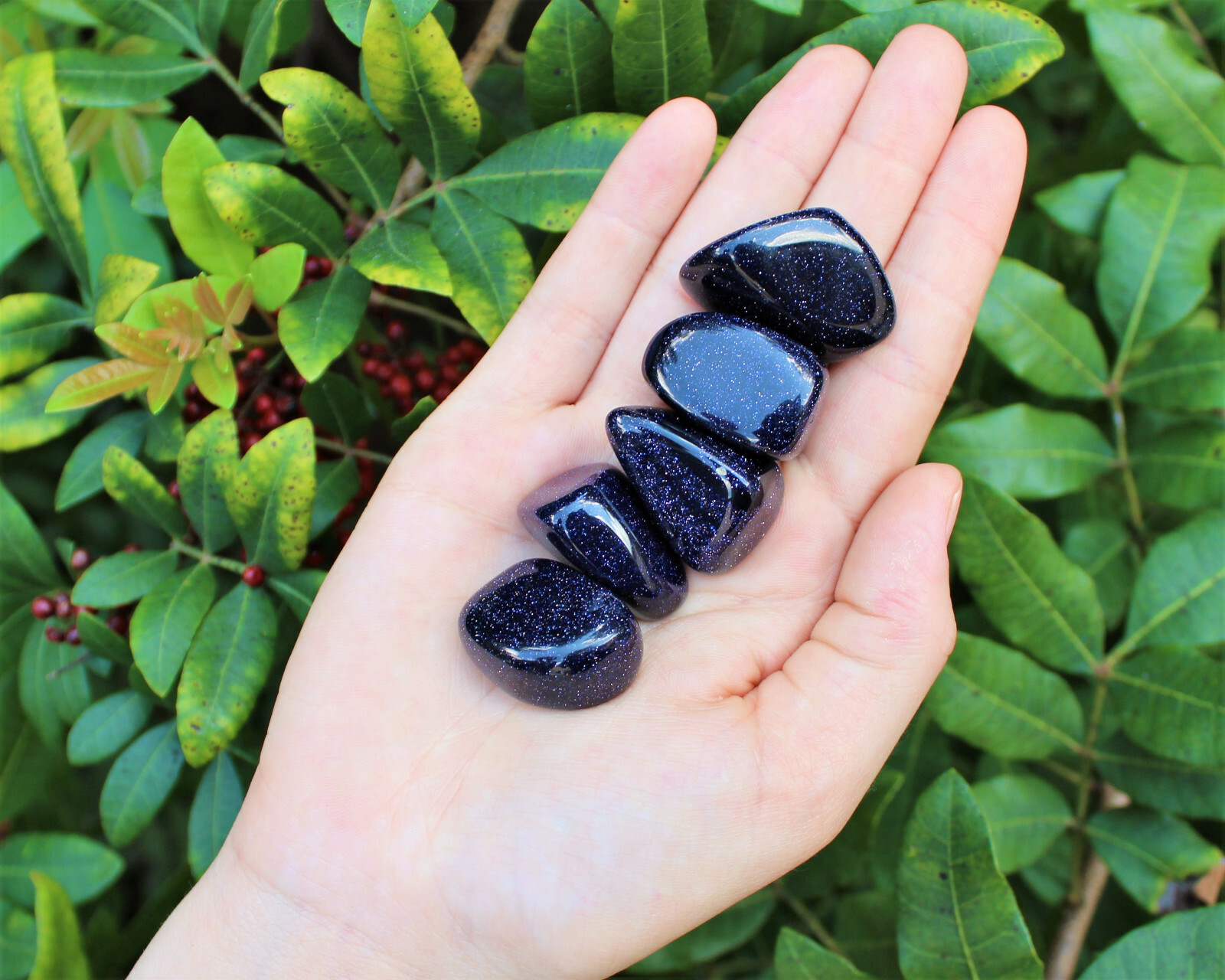 1/4 lb Lot Blue Goldstone Tumbled Stones (Crystal Healing Reiki Chakra) 4 oz