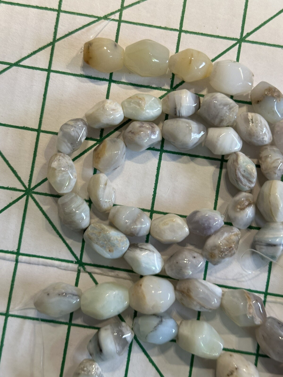 LOT 3 Polished 15” Agate Stones Strands Brown Green White Grey Mixed Colors READ