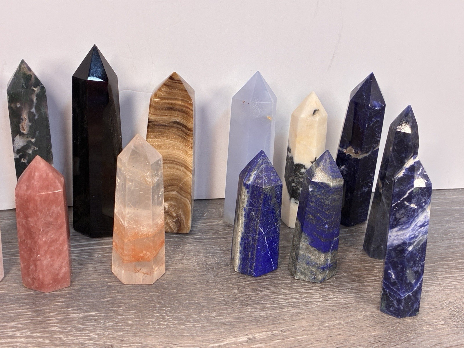 Obelisk Crystals Towers Chakras Point Healing 18 Pc Over 2 Lb Mixed Stone