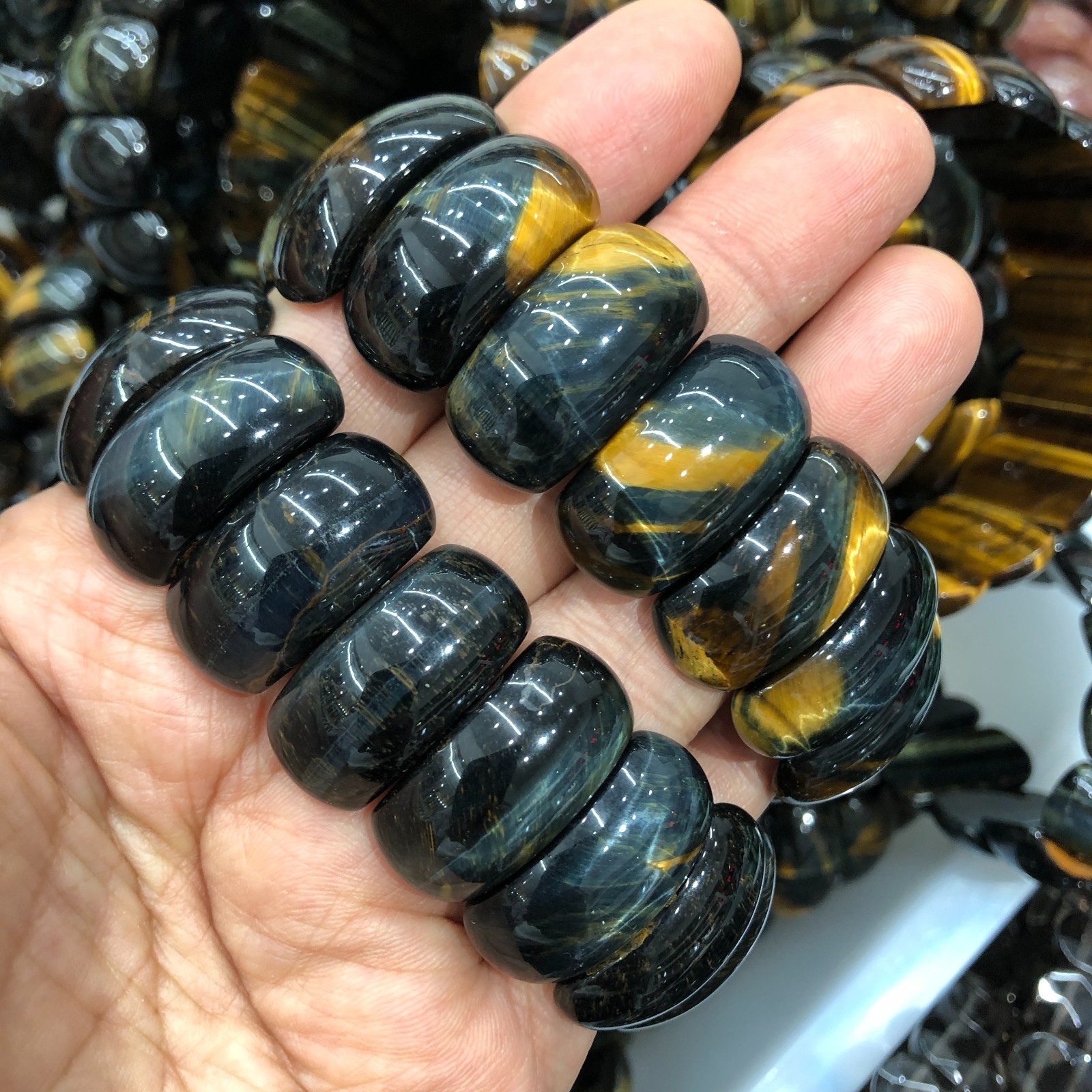 1Pcs Natural Tiger’s Eye Stone Bracelet Brown Gemstone Stretch Bracelet Handmade