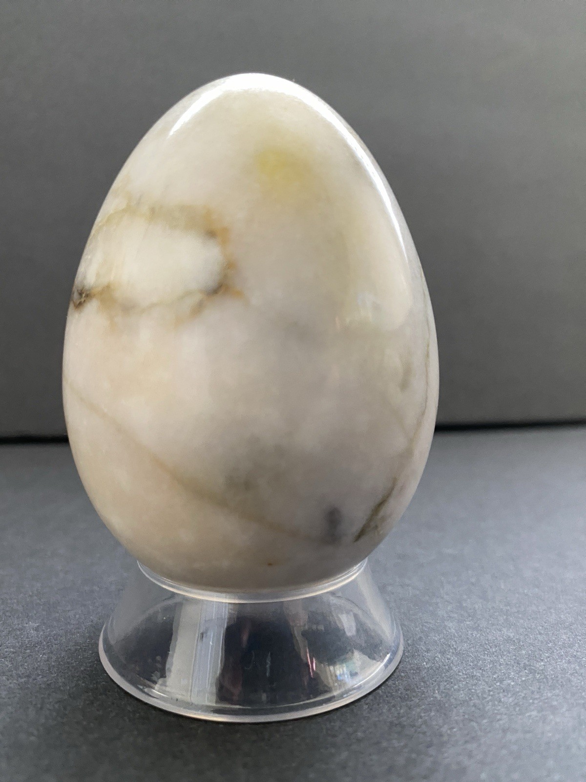 Natural Onyx Stone Egg With Stand Hand Polished Banded Agate Calcite Crystal