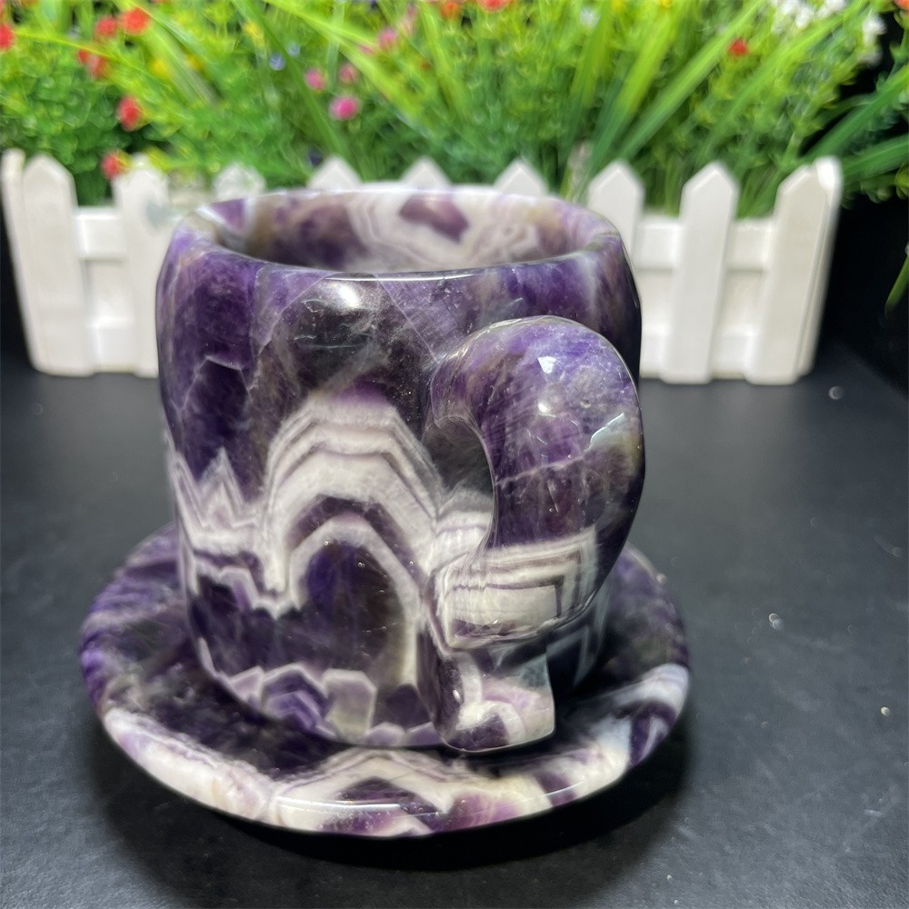 2.5LB 4.7″ Natural Dream Amethyst Cup Crystal Quartz Decor Figurine Carved