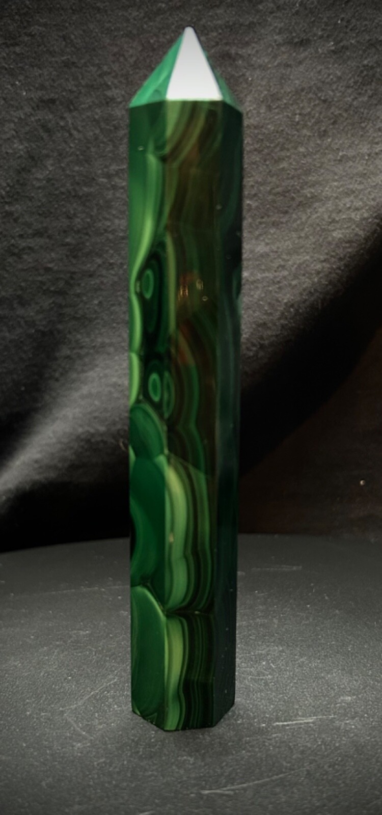 Gorgeous Malachite Tower 5.75″ tall 8oz
