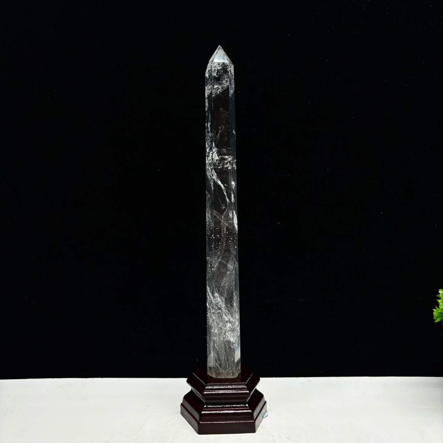430g Natural White Quartz Obelisk Crystal Energy Tower Reiki Decor+Stand
