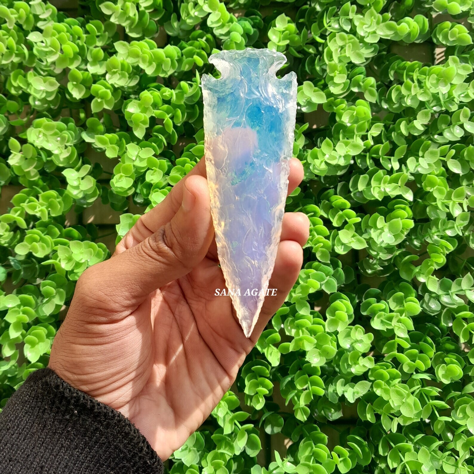 Blue Opalite Arrowhead Size 4″inch, Gemstone Spearhead, Opal Spearhead Point.