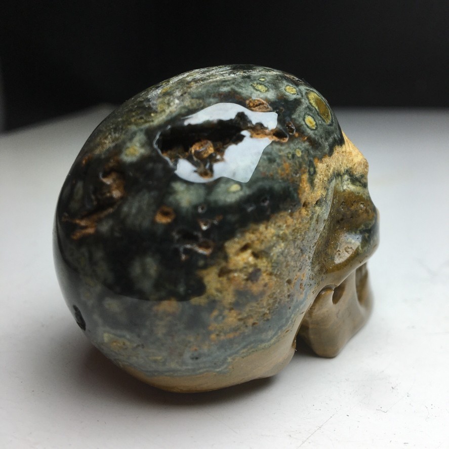 2.0″Natural Crystal Mineral Specimen.Ocean Jasper.Hand-carved SKULL.Statue.CH