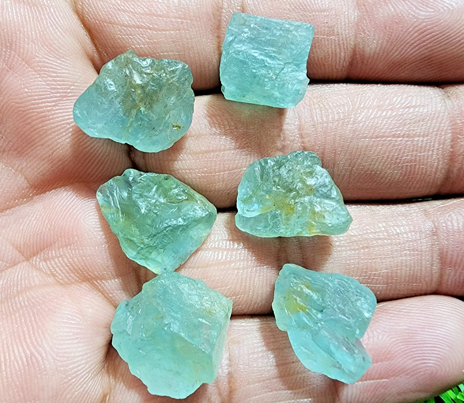 6 Pcs Blue Aquamarine Gemstone Raw Lot 11-18 mm Aquamarine Rough Stone Bulk