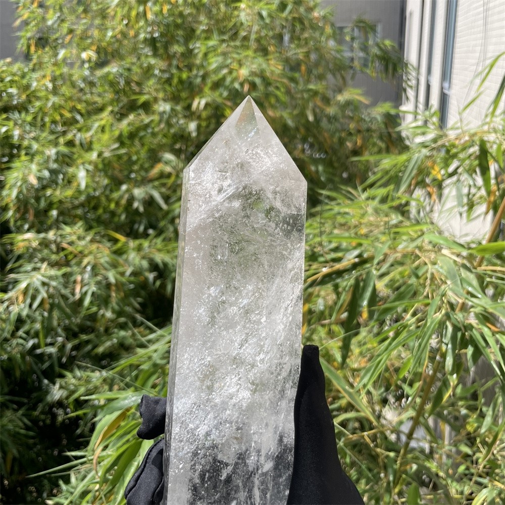3.7LB 12.6″ Natural A++ Clear Quartz Obelisk Tower Crystal Reiki Decor Rainbow