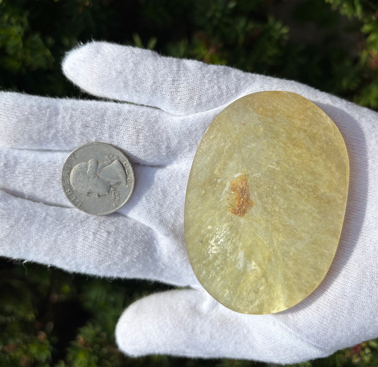 92g 2.74″ UNCOATED YELLOW GOLDEN GOLD MICA PALMSTONE PALM STONE NON-LACQUERED