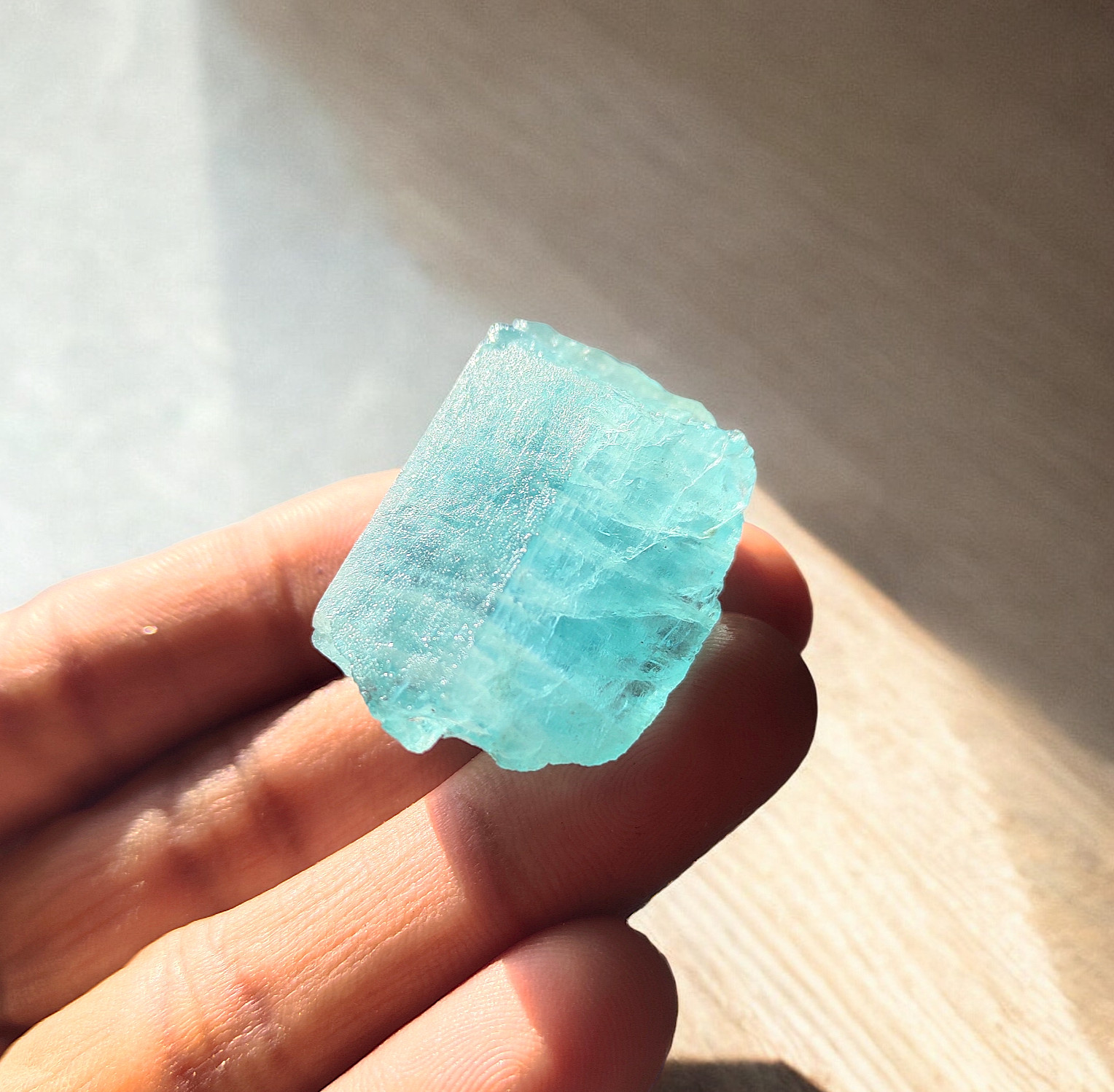 27g Raw Blue-Green Aquamarine Beryl Natural Corrosion Crystal Rough Specimen