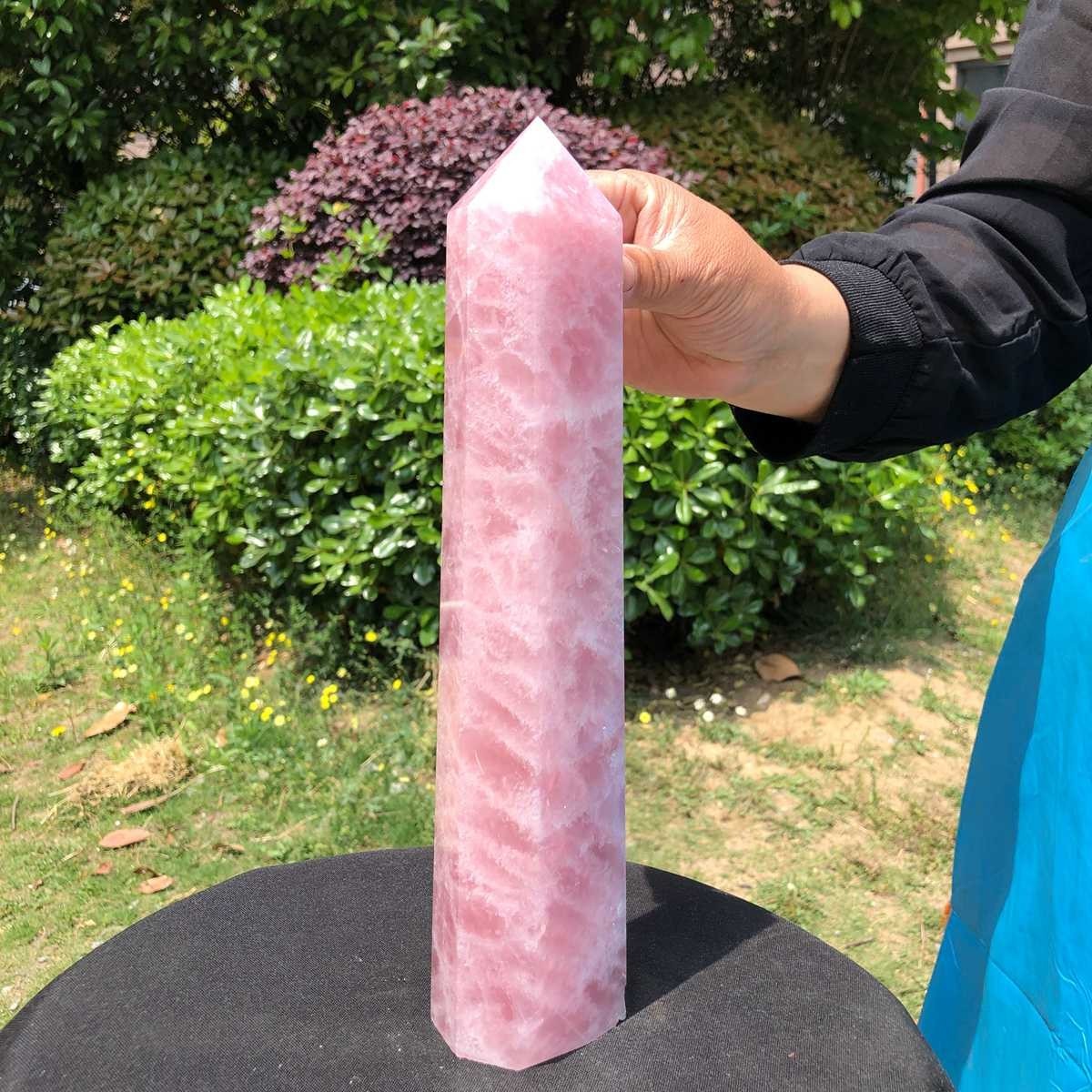 3.69LB Natural rose quartz obelisk pink crystal tower point healing decor