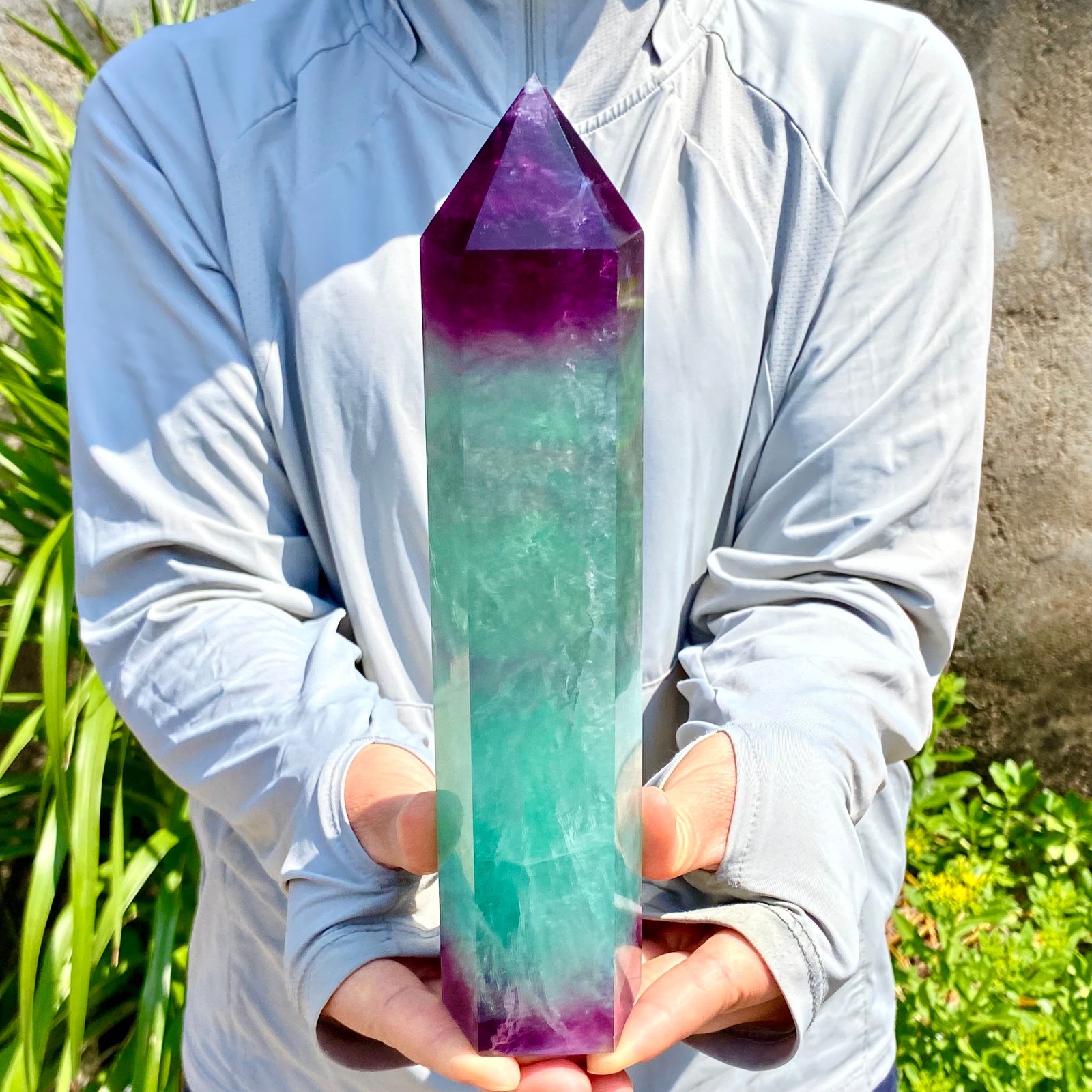 3.28LB Natural Fluorite Crystal Column Magic Wand Obelisk Point Earth Healing