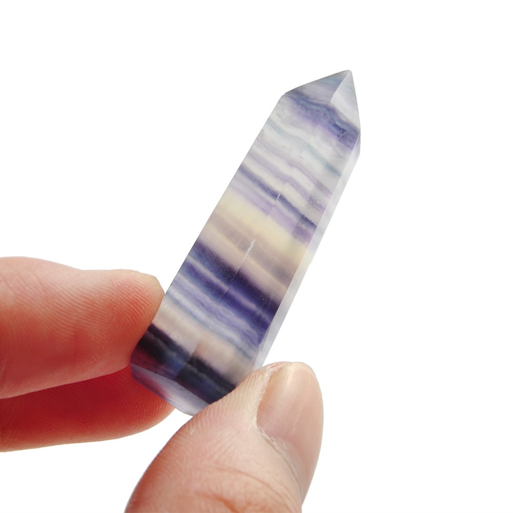 Colorful Natural Fluorite Quartz Crystal Wand Point Healing Stone Gifts