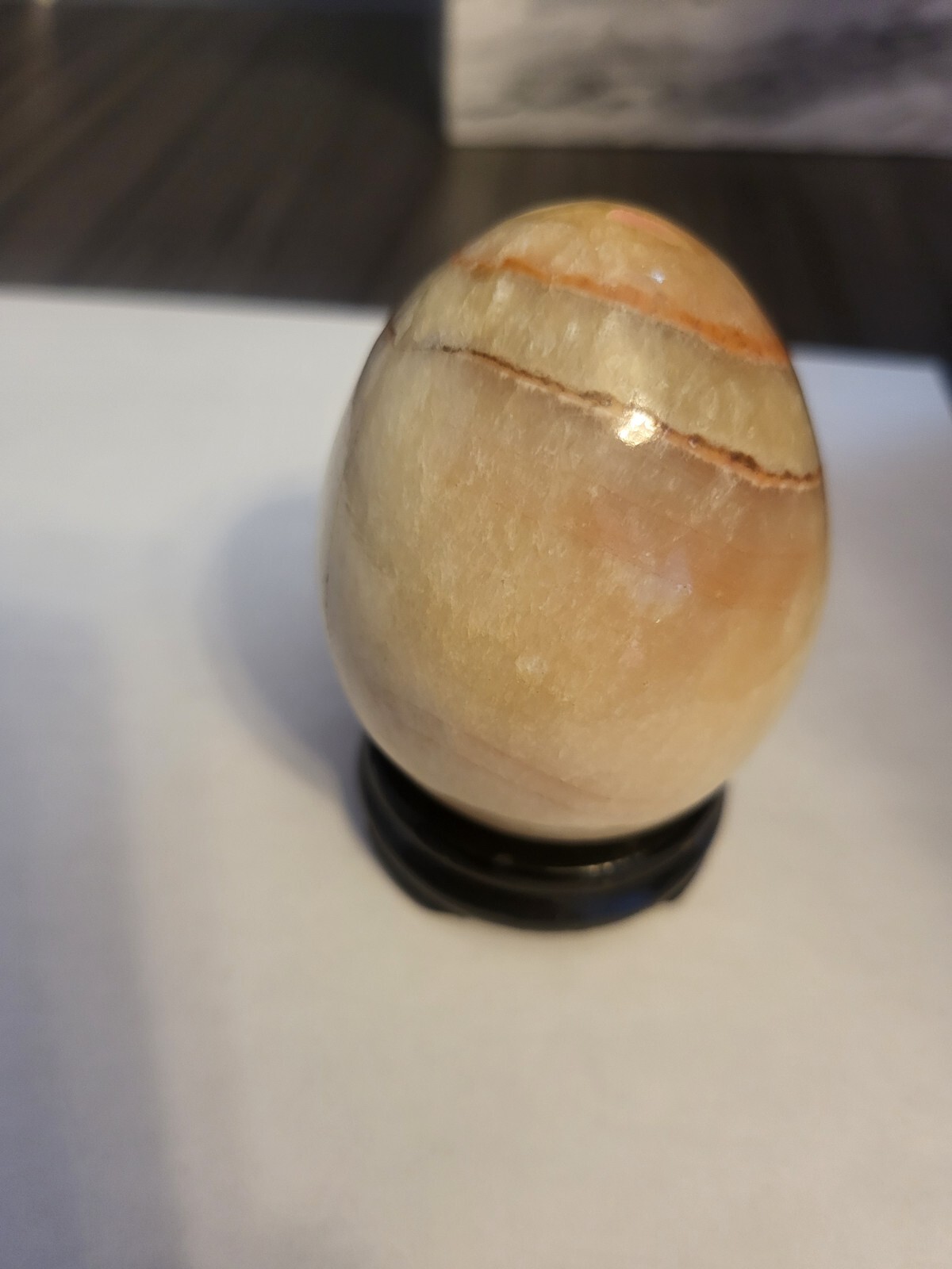 Banded Onyx Egg Gemstone With Wood stand