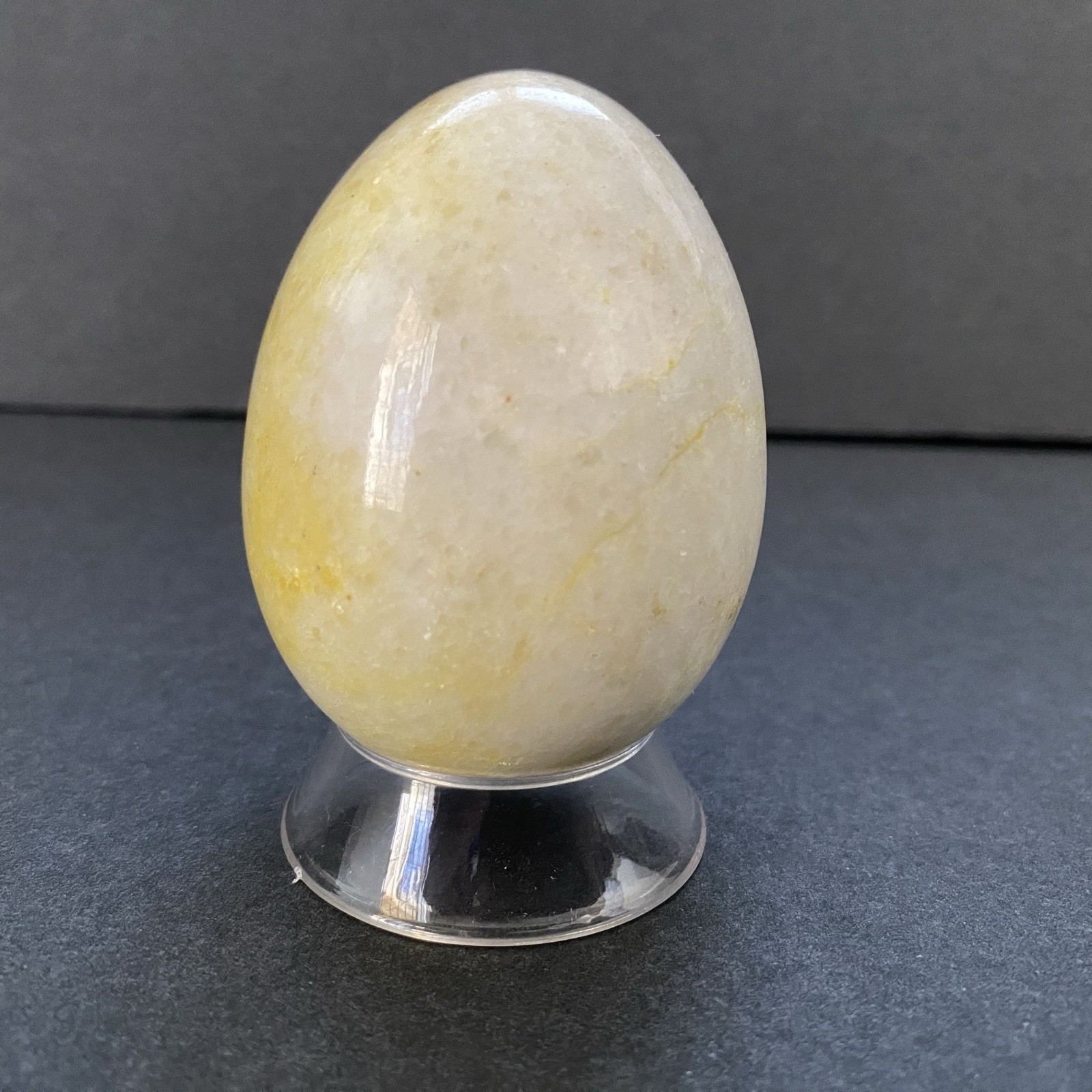 Natural Onyx Stone Egg With Stand Hand Polished Banded Agate Calcite Crystal