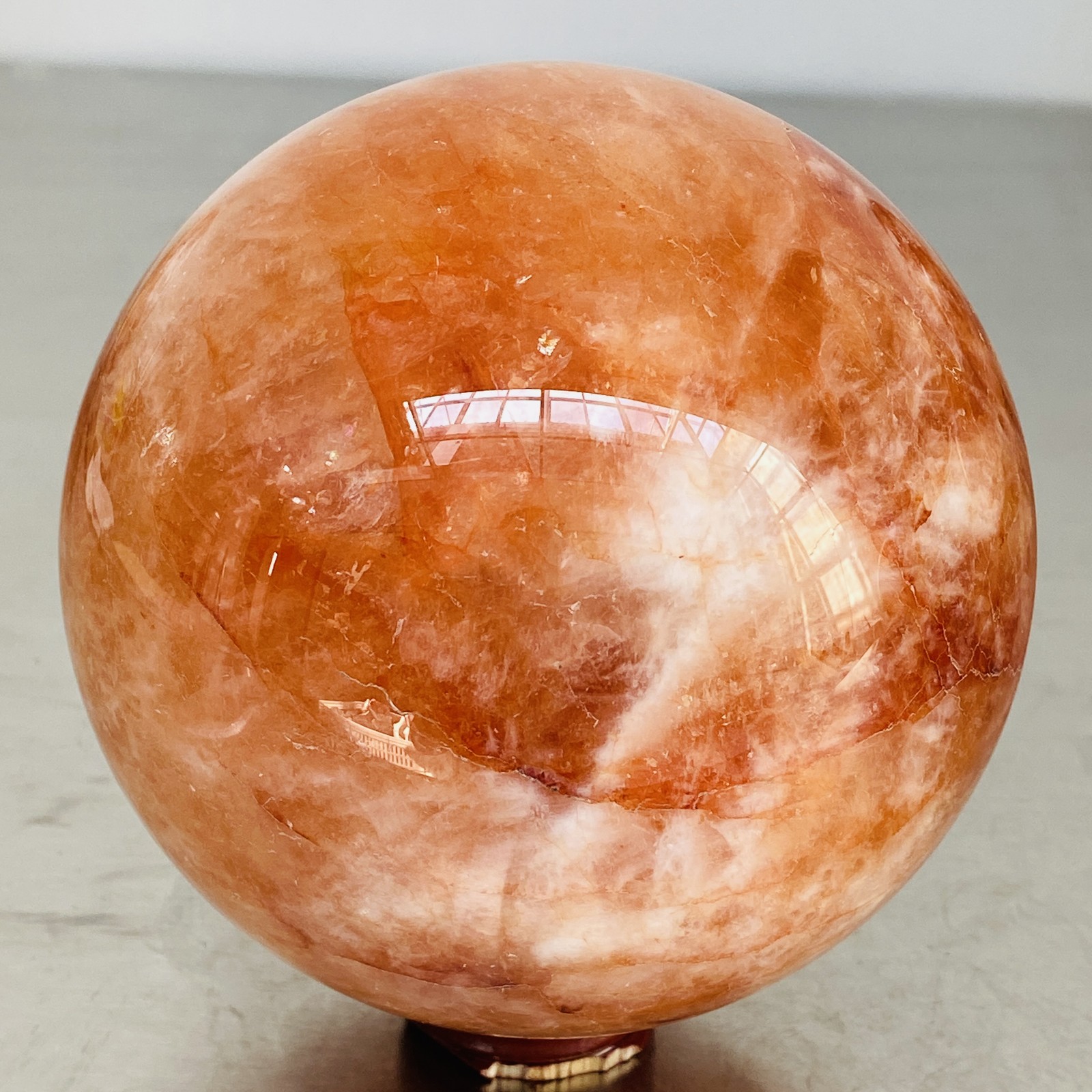 Natural Red Glue Flower Quartz Sphere Crystal Ball Healing 2000G