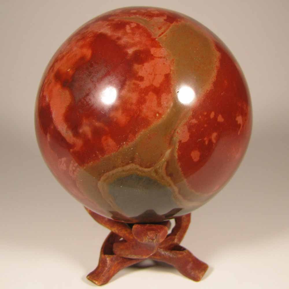 3″ POLYCHROME JASPER Gemstone Sphere w/ Stand – Madagascar – 76mm – 1.3 lbs.