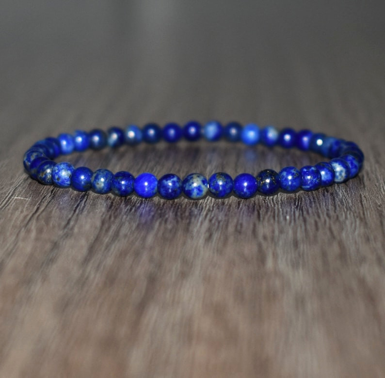 Natural Lapis Lazuli 4mm Grounding Stone for Anxiety Relief Jewelry Gift for Her
