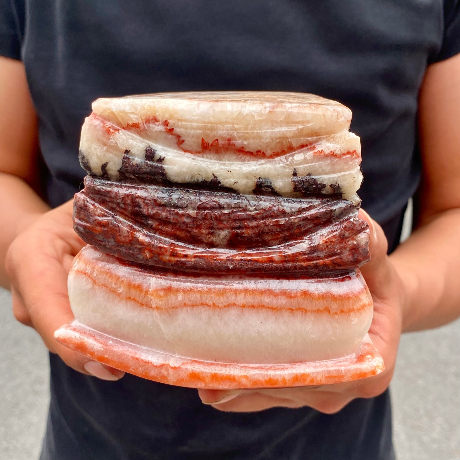 4.2LBNatural Pork Belly Stone Meat Shape Calcite Feng Shui Home Display Ornament