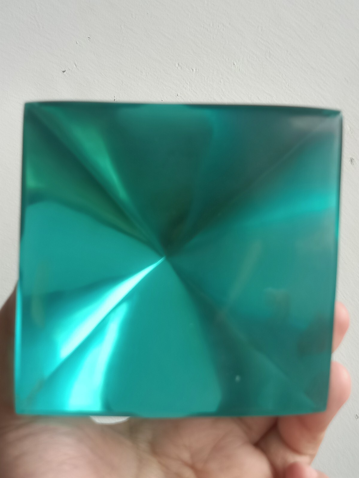 876 Grams Transparent Blue Aquamarine Pyramid Shape Monatomic Andara Crystal P12