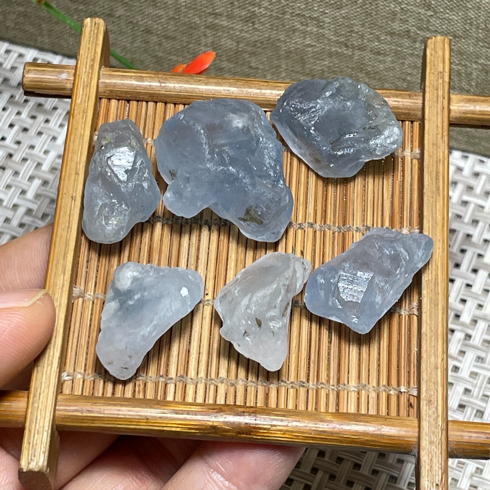 6pcs Celestite Sky Blue Crystals Natural Gemstones Mineral Specimens 56g c180