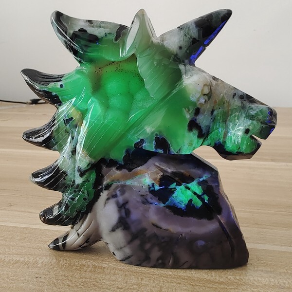 700g Natural Volcanic Rock agate carved unicorn quartz crystal skull polishing