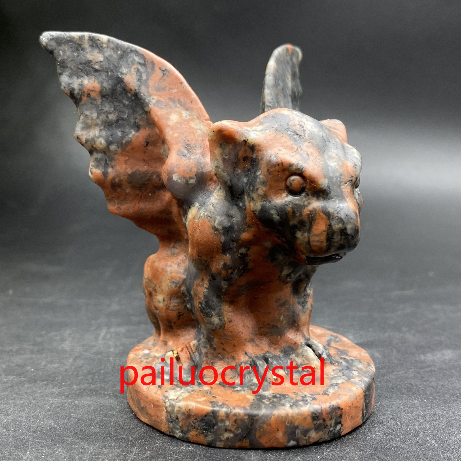 200g+ 1pc Natural Red Spectrolite Gargoyle Quartz Crystal Skull Figurines 3″
