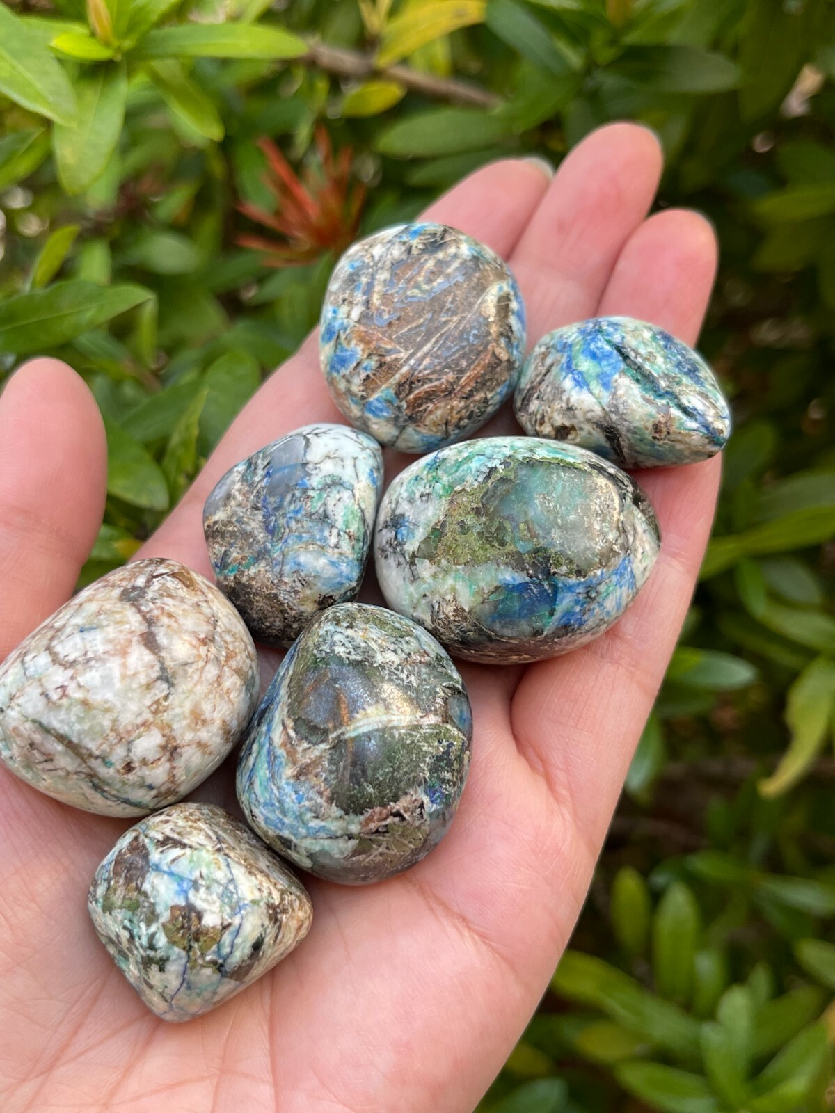 Grade A++ Azurite Malachite Tumbled Stones,0.75″-1.25″ Tumbled Azurite Malachite