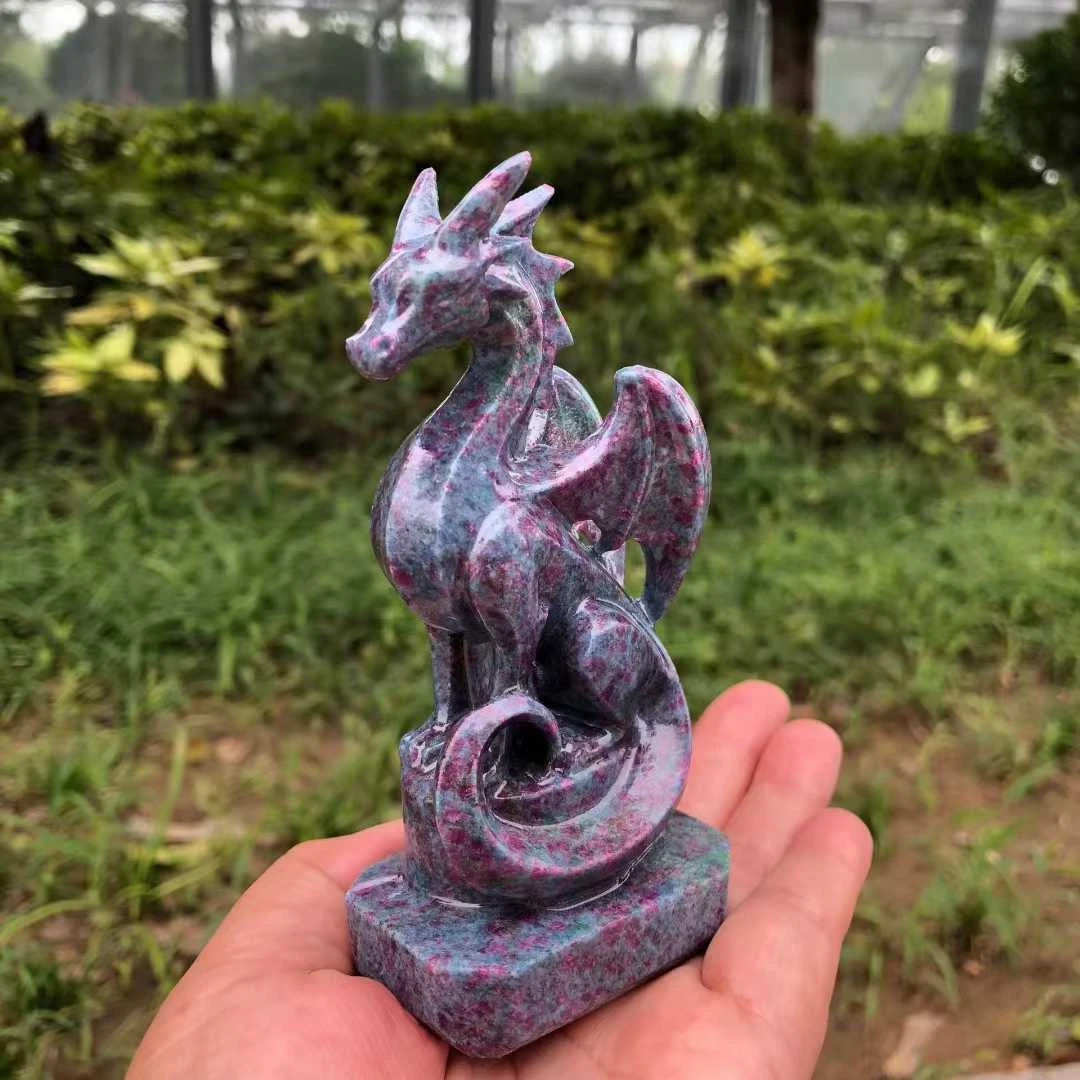 1pc Natural Red, Blue, Green Stone Quartz Carved pterosaur Skull Crystal energy