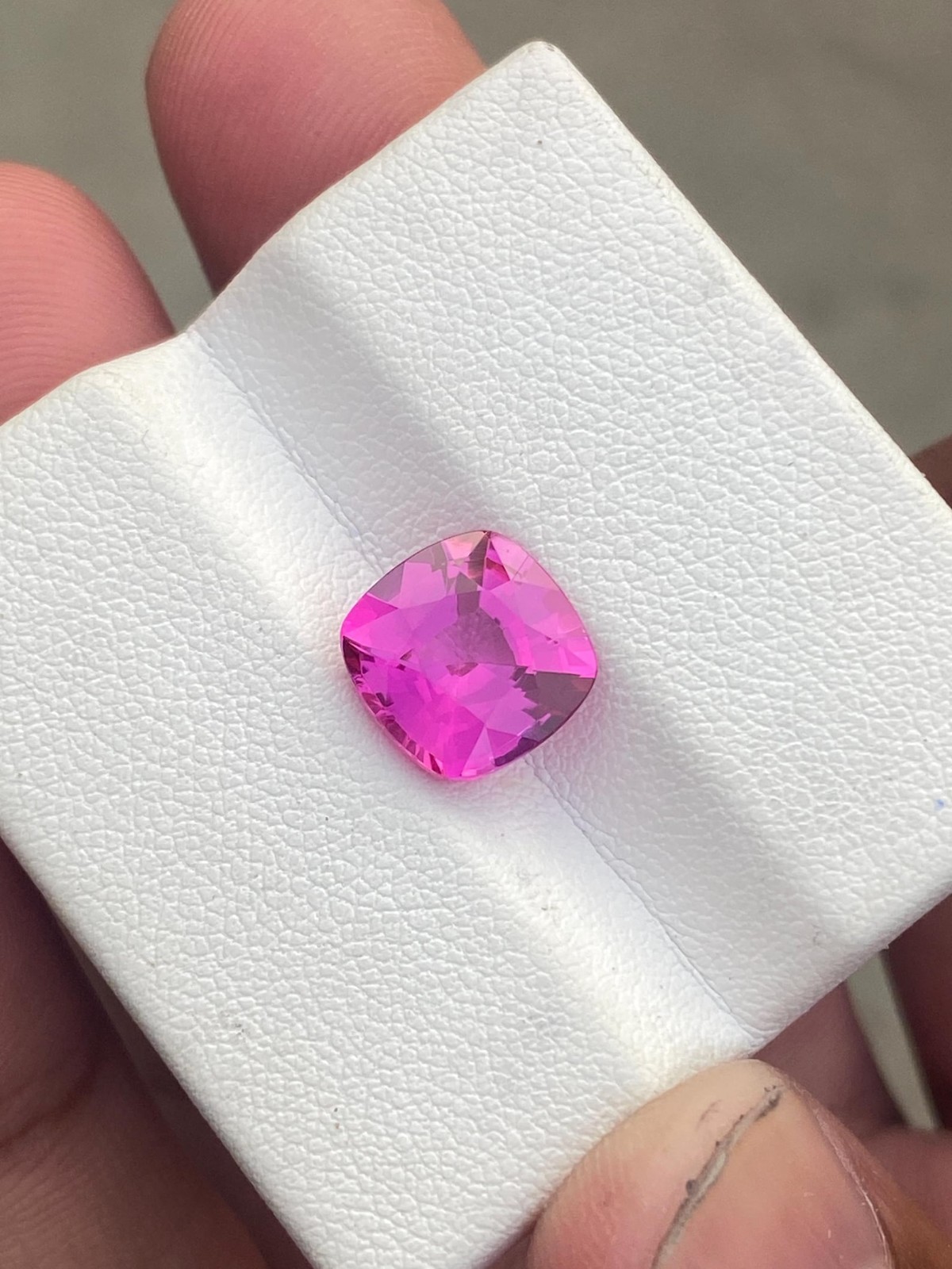 6 Ct Lab Grown Purplish Sapphire, 10x10mm Cushion Cut Loose Gemstone .