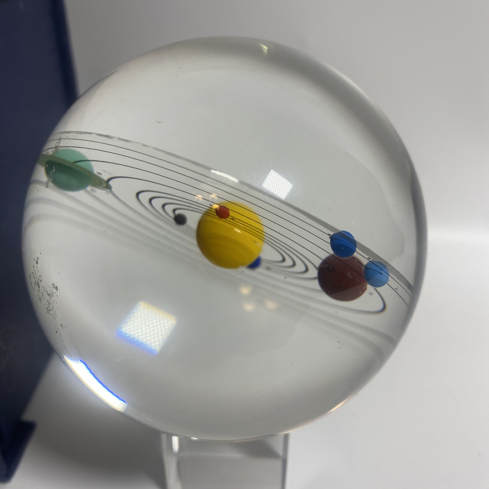 Amlong Crystal Solar System Crystal Ball Crystal Stand In Original Box 4.25″