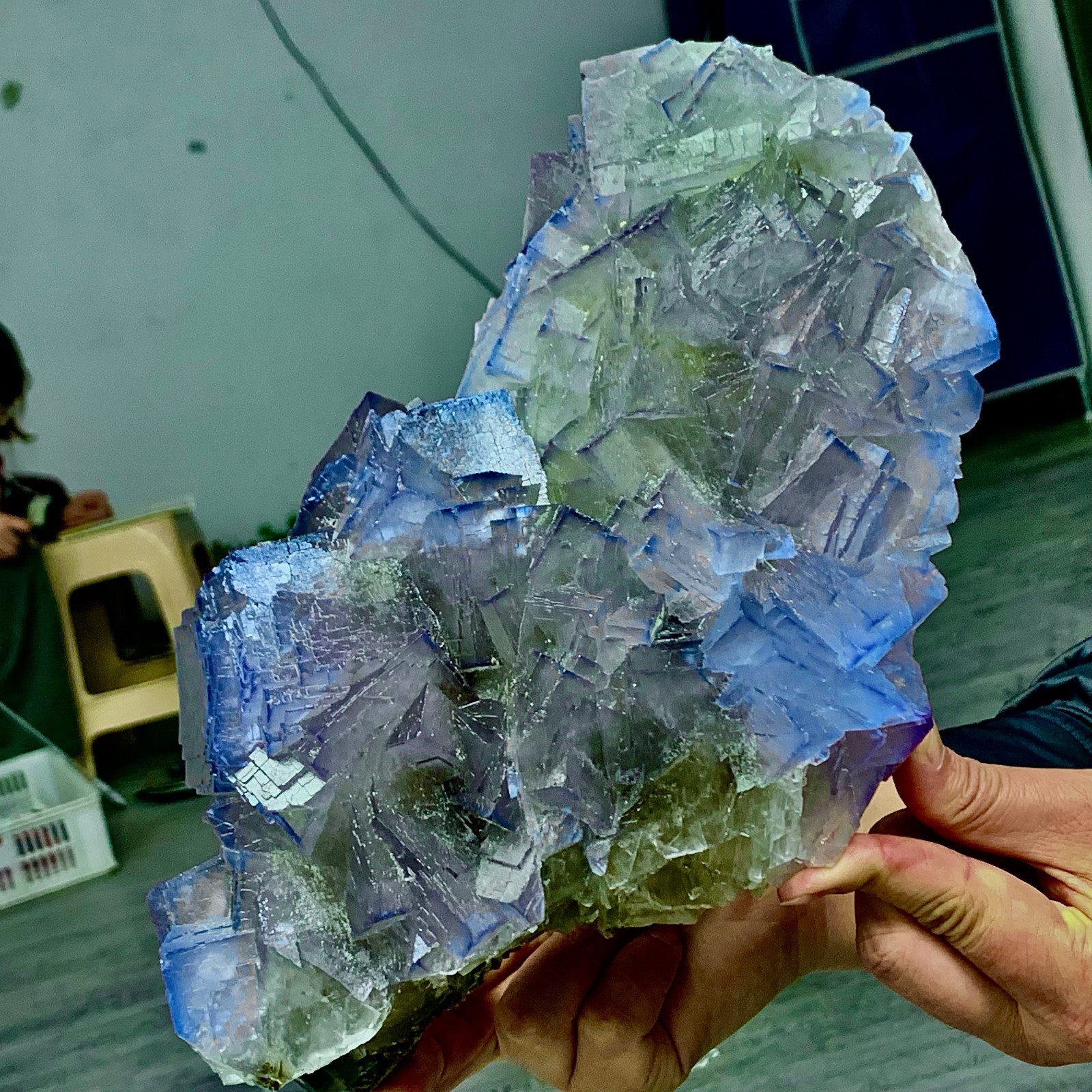 9.57LB Natural purple QR code fluorite cubic crystal mineral specimen