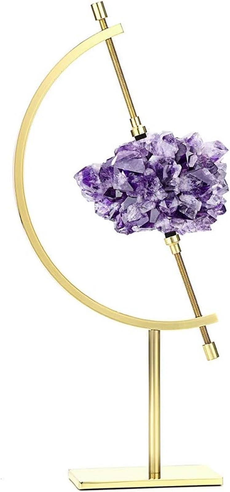 Golden Toned Sphere Holder Caliper Stand, Caliper Style Display Stand for Minera