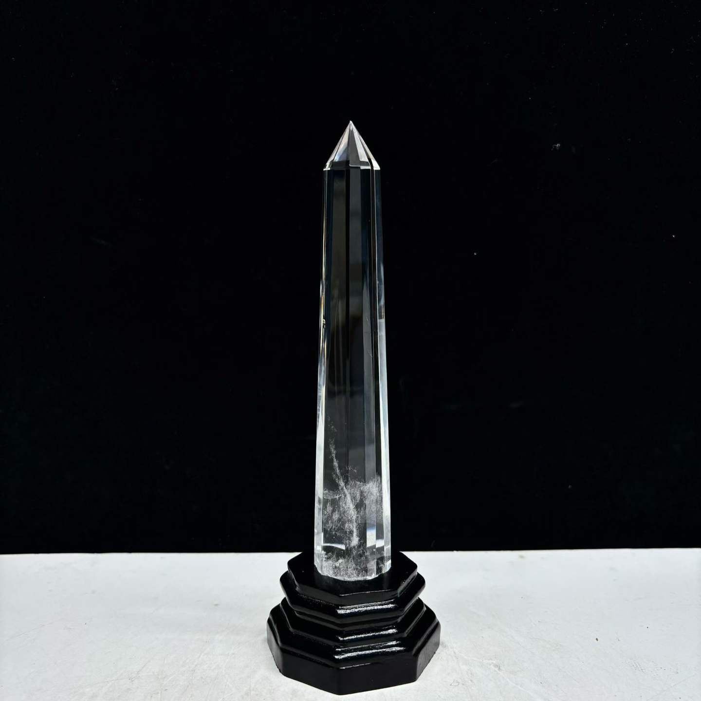 270g Natural White Quartz Obelisk Crystal Energy Tower Point Reiki Decor+Stand
