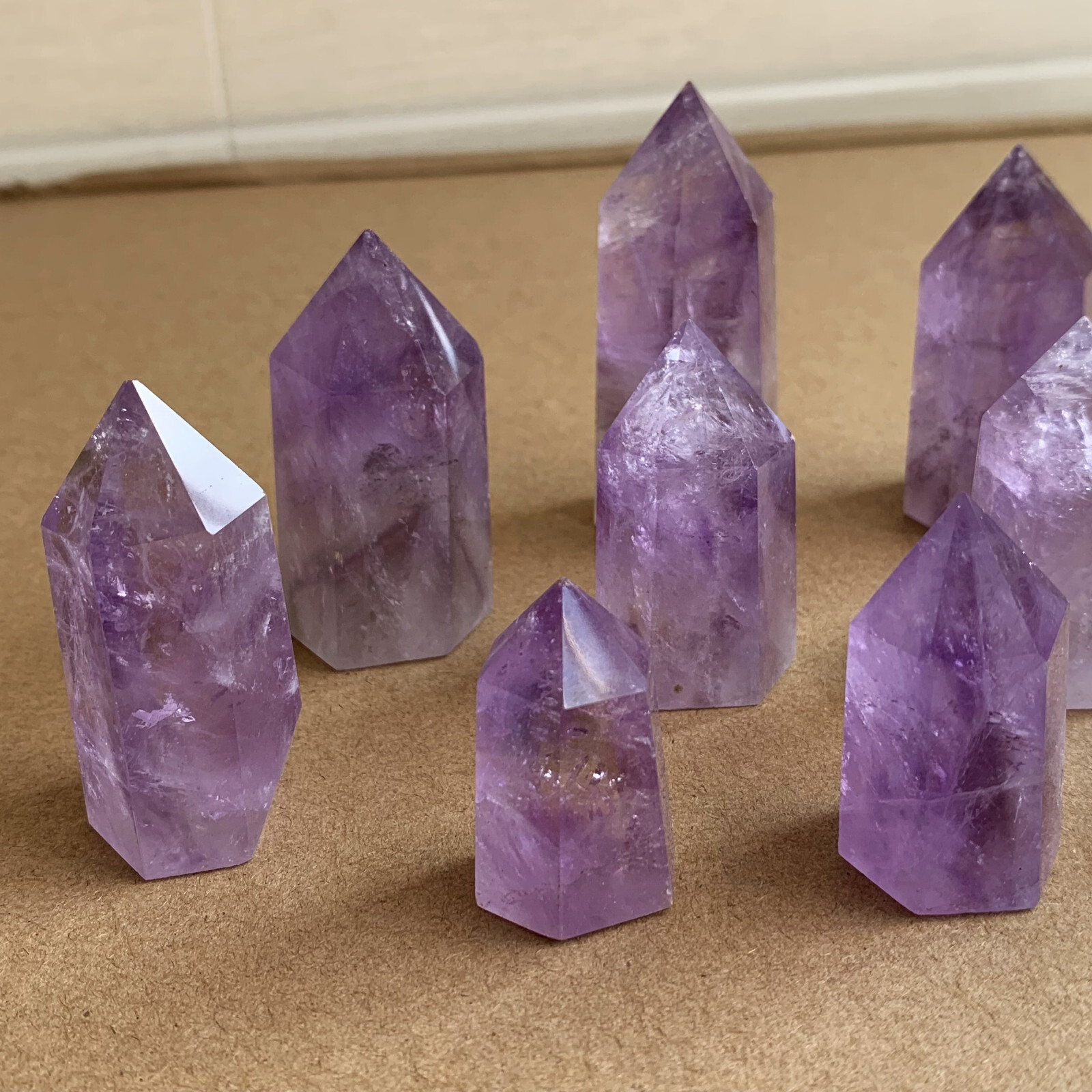 10pcs natural amethyst quartz obelisk crystal Tower wand point healing 35-75mm14