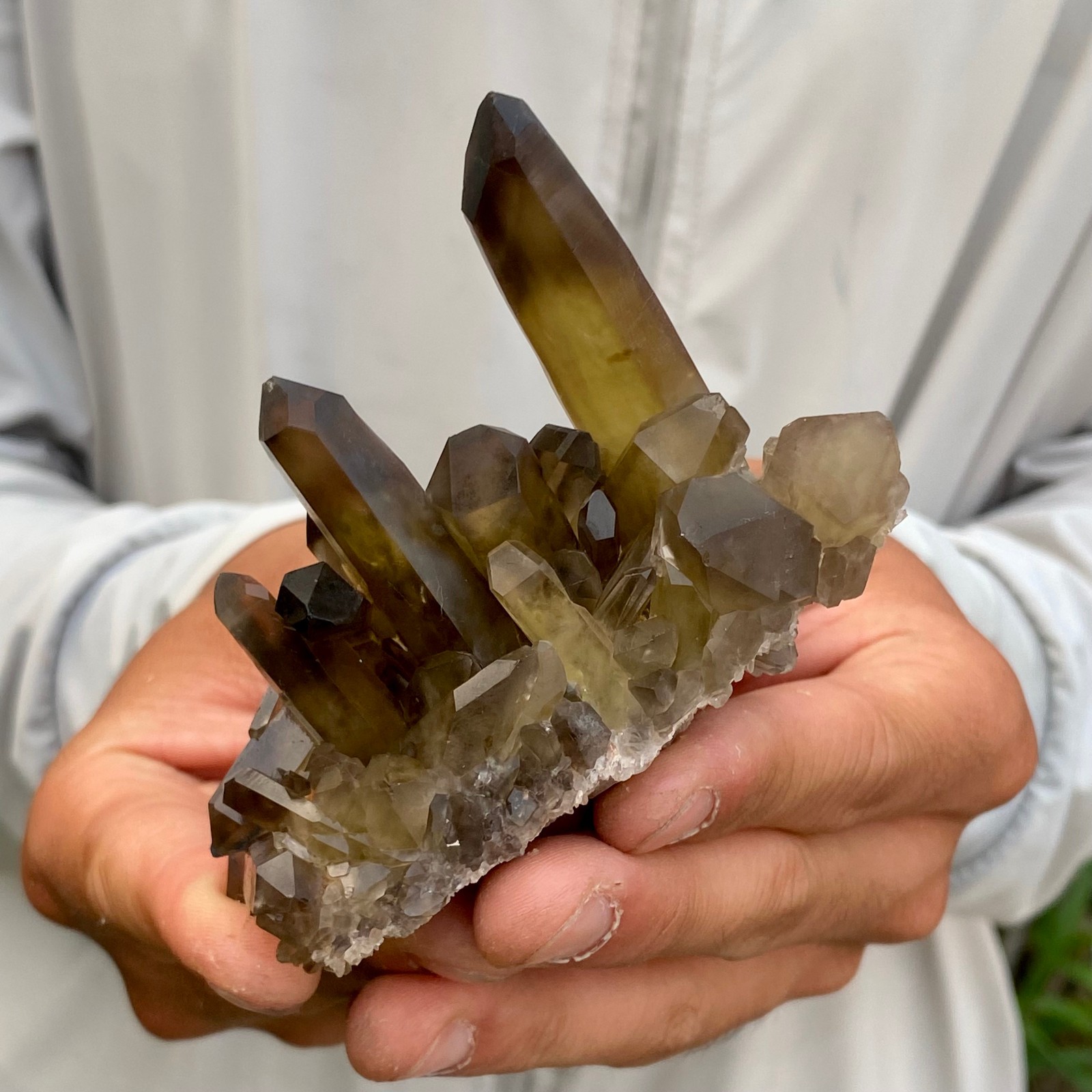 166G Natural smoky black quartz cluster crystal mineral specimen healing