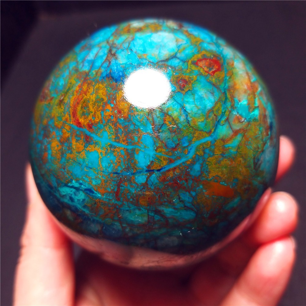 RARE 385.5G Natural Malachite Turquoise Blue Copper Ore Symbiotic Ball QQ200