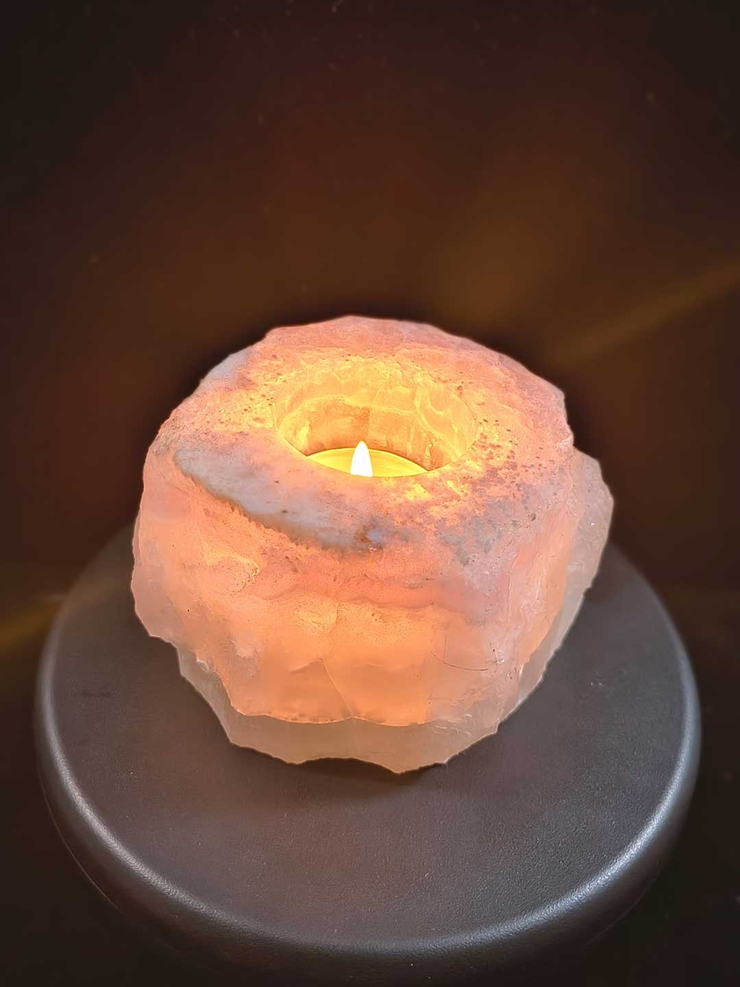 Fluorite Crystal Tealight Candle Holder 4″, 2lbs 8oz