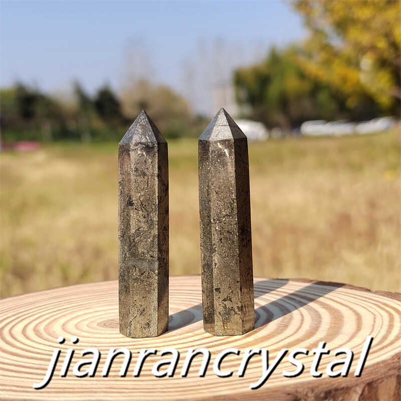 3pcs Natural Pyrite Wand Quartz Crystal Obelisk Point Tower Healing 5.5cm