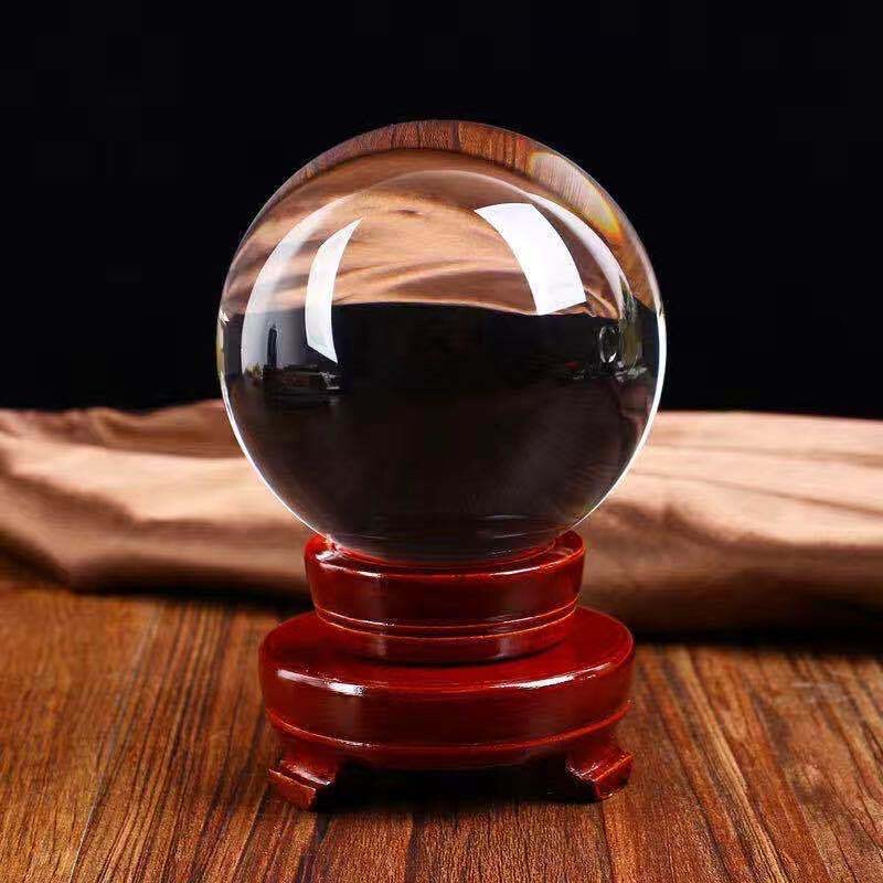 TOP 200MM 22LB Clear Crystal Ball Meditation Glass Sphere Photo Prop Free Stand