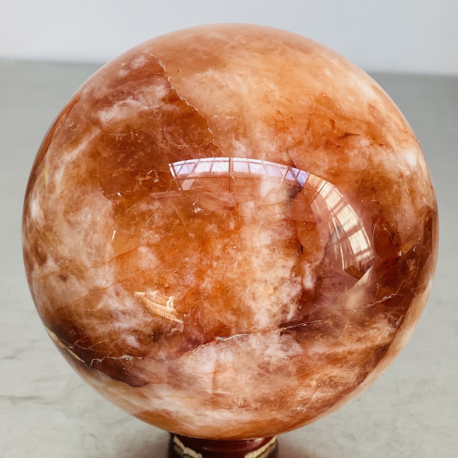 Natural Red Glue Flower Quartz Sphere Crystal Ball Healing 2000G