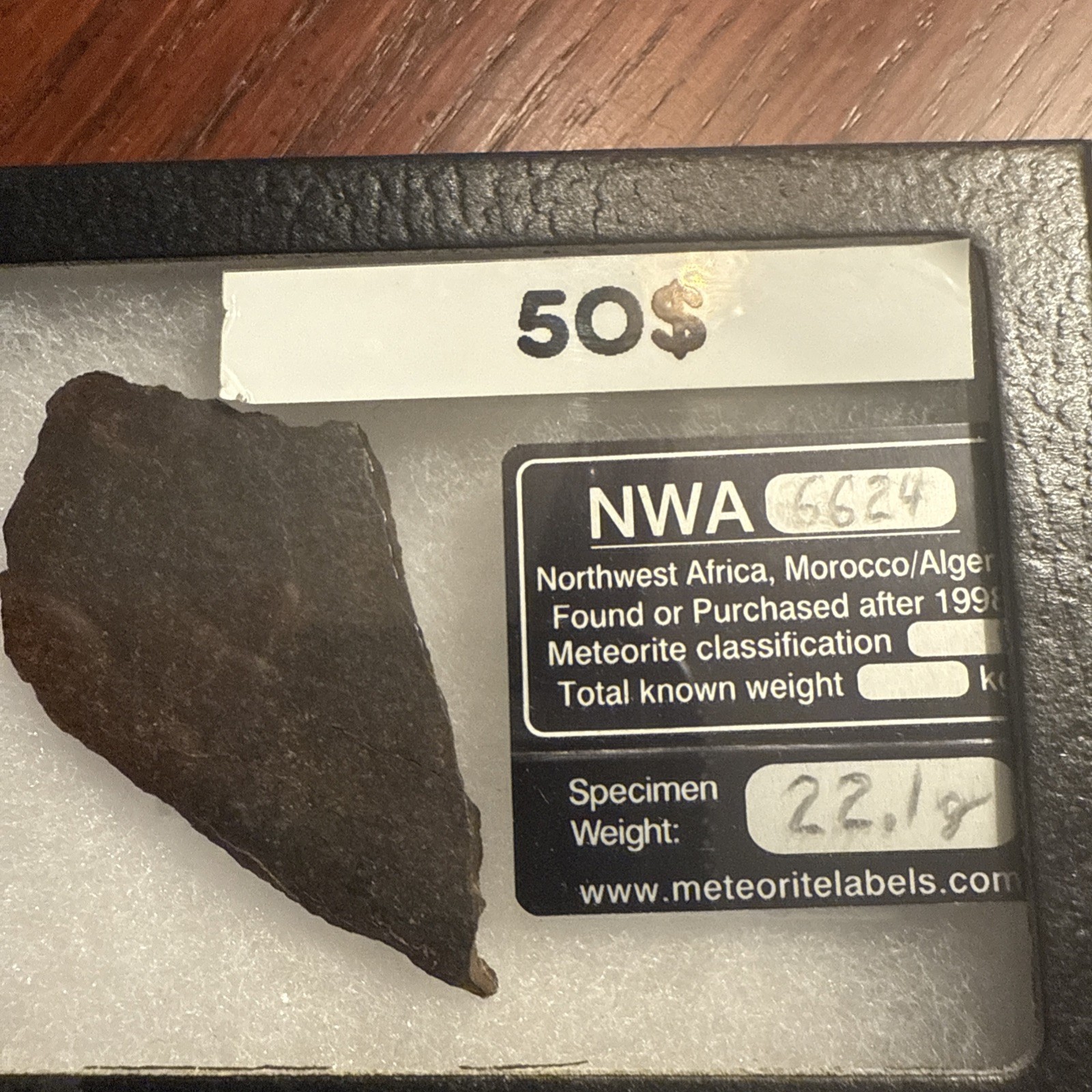 22.1 g Chondrite Meteorite Slice, Africa