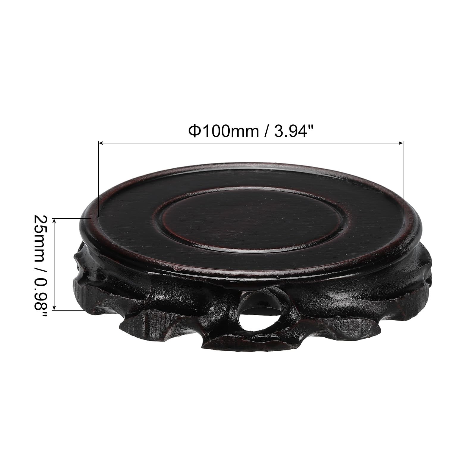 Wooden Stand Holders Displays Base 100mm Diameter Black Vase Bonsai Stone